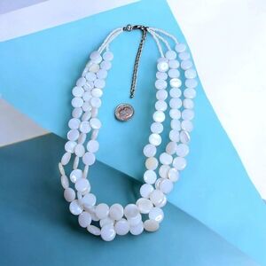 Mother Of Pearl White Beaded Necklace